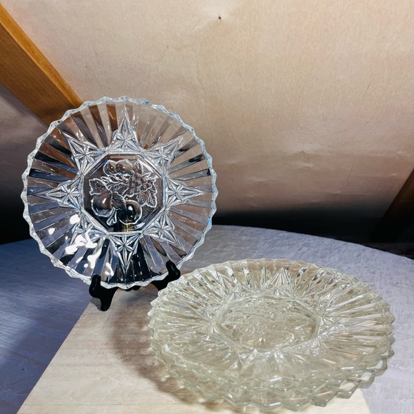 Set of 4 Vintage Federal Glass Pioneer Pattern Clear Glass Luncheon Plates - Picture 1 of 4